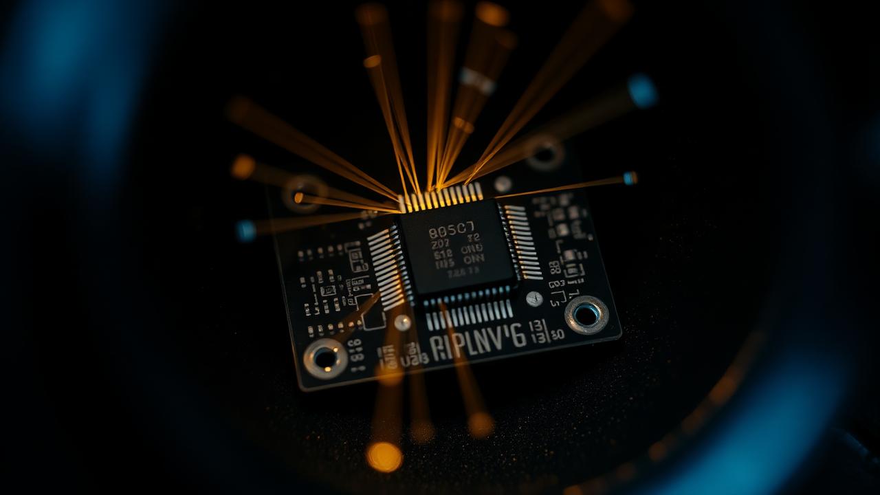 Macro view of a microcontroller board inside a metal vent housing
